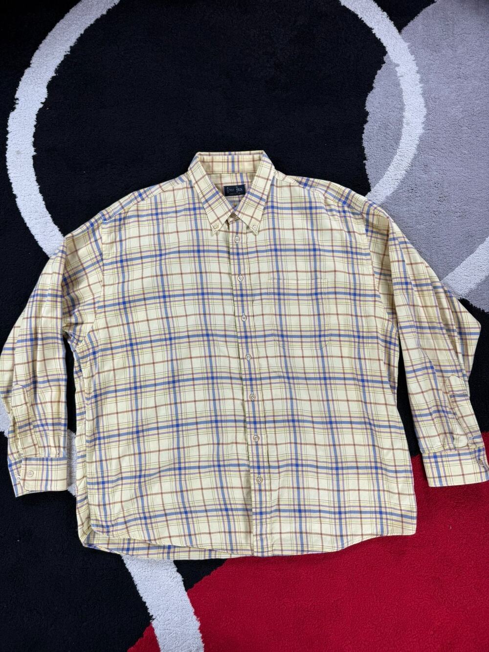 VINTAGE Gitman Bros Shirt Mens XXL Yellow Plaid Flannel USA Cotton Button Down